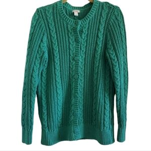 L.L.Bean Cotton Cable Knit Button-Front Cardigan Classic Sweater